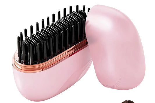 Mini Hair Straightener, Rechargeable Portable Hair Straightener Brush, Fast Heating Hot Comb 3-Speed Temperature Control with anti Scald Shell for Home Travel